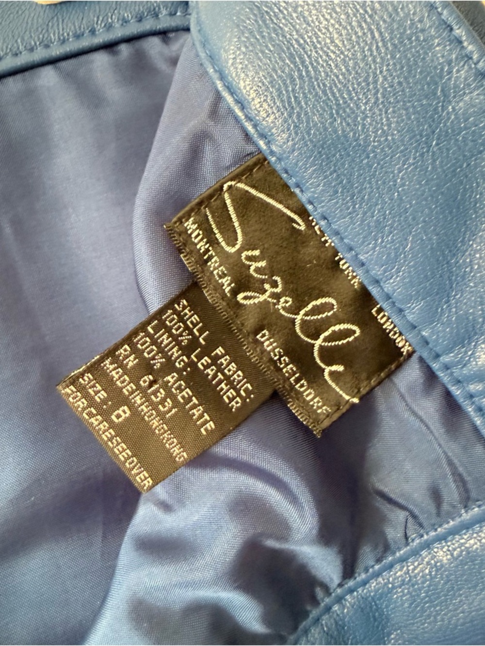 Suzelle Blue Leather Pencil Skirt - Picture 3 of 3
